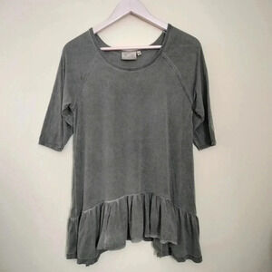 Dantelle Distressed Oil Dye Drop Waist Raw Edges Ruffle Hem Top Sz M